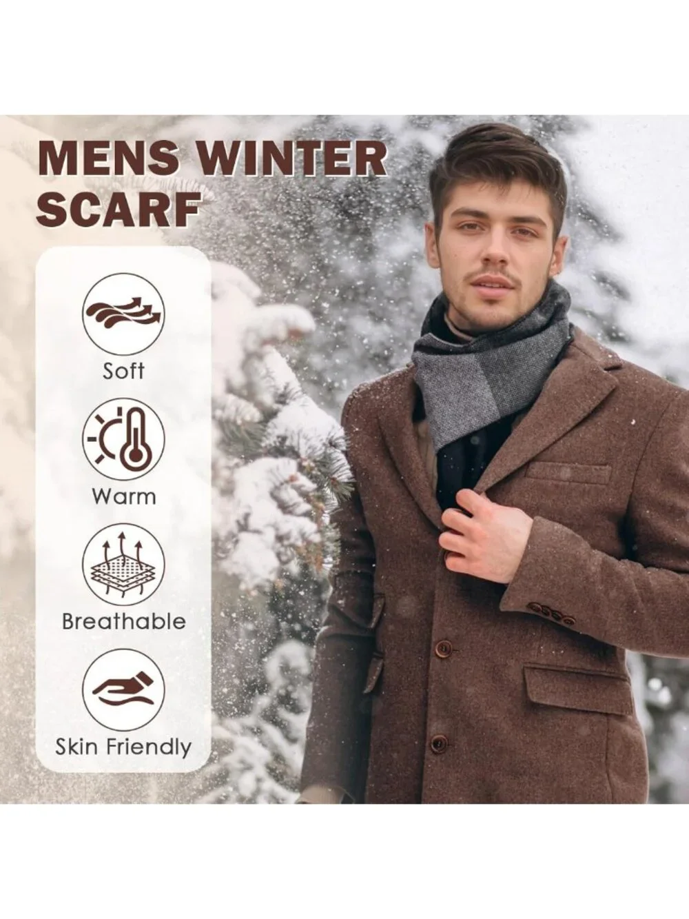 Cozy Plaid Tassel Scarf for Men | Warm Long Soft Winter Accessory